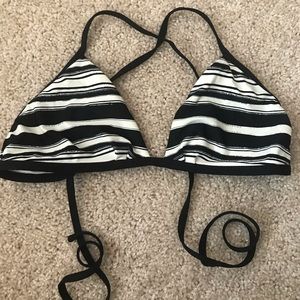 Black and White Striped Bathing Suit Top